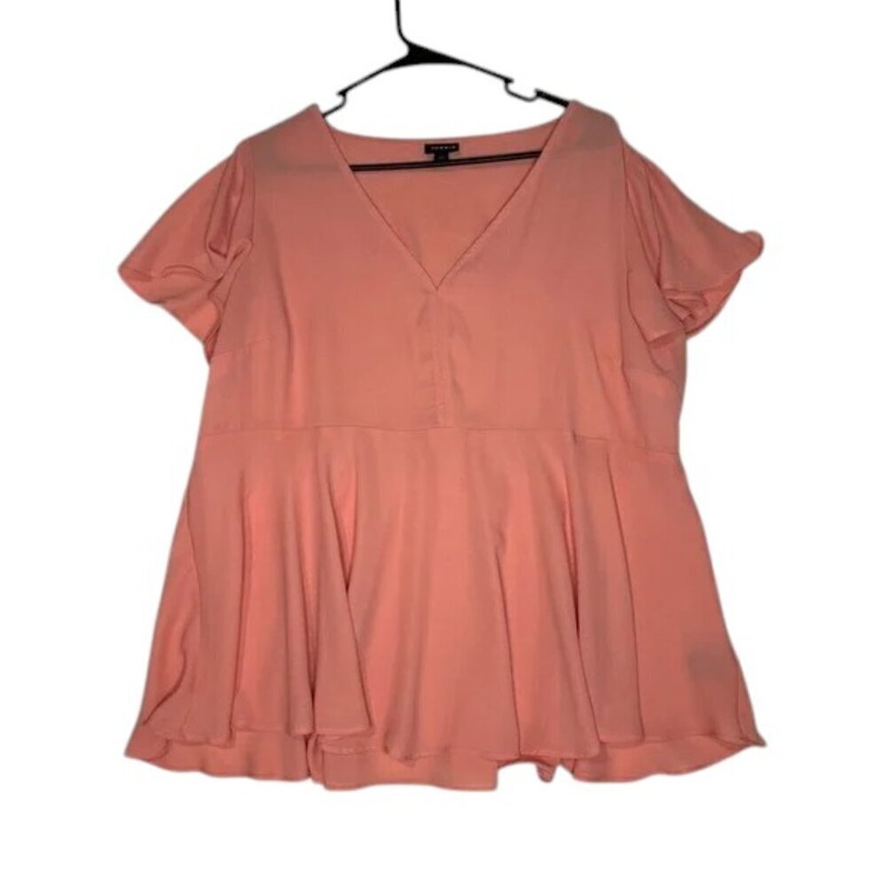 Torrid Pink Blouse Ruffle Sleeve Size 1